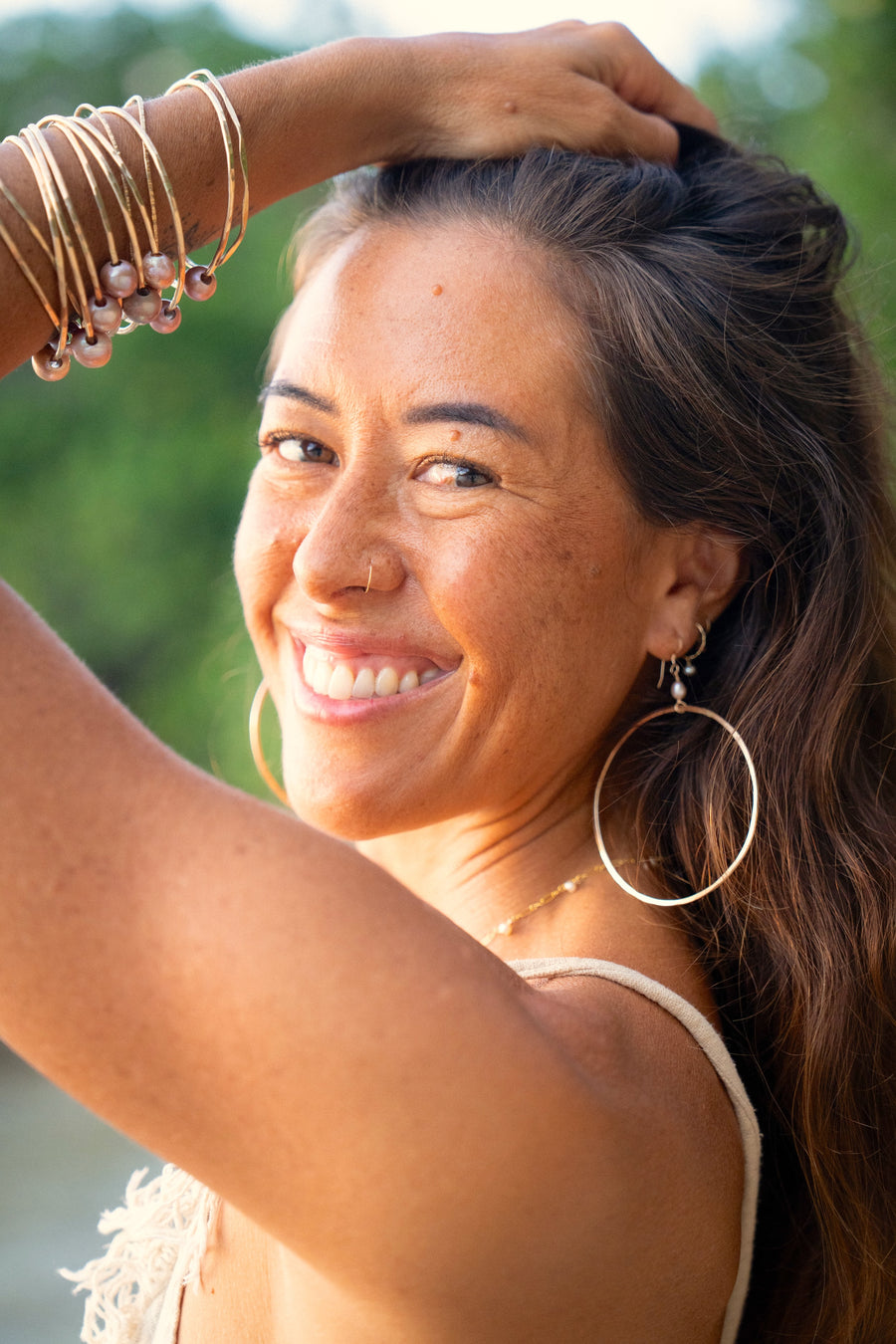 Beach Bangles with Pink Edison Pearl