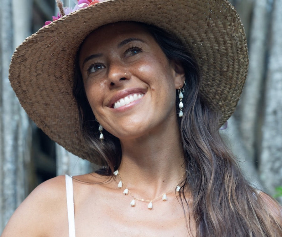 The Mōhalu Necklace worn against sunlit skin