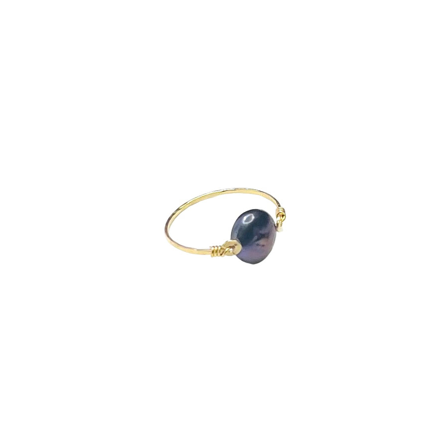 Black Coin Pearl Ring