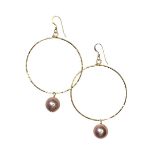 Nourish Hoop Large (Dark Pink Edison Pearl)