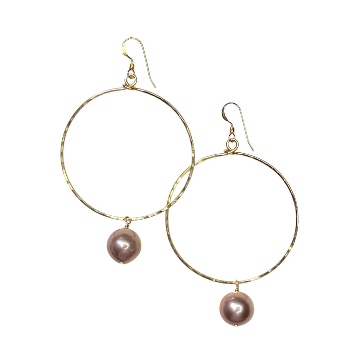 Nourish Hoop Large (Dark Pink Edison Pearl)