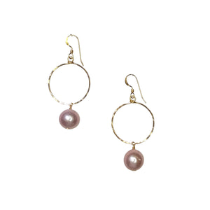 Nourish Hoop Small (Dark Pink Edison Pearl)