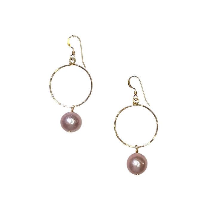 Nourish Hoop Small (Dark Pink Edison Pearl)